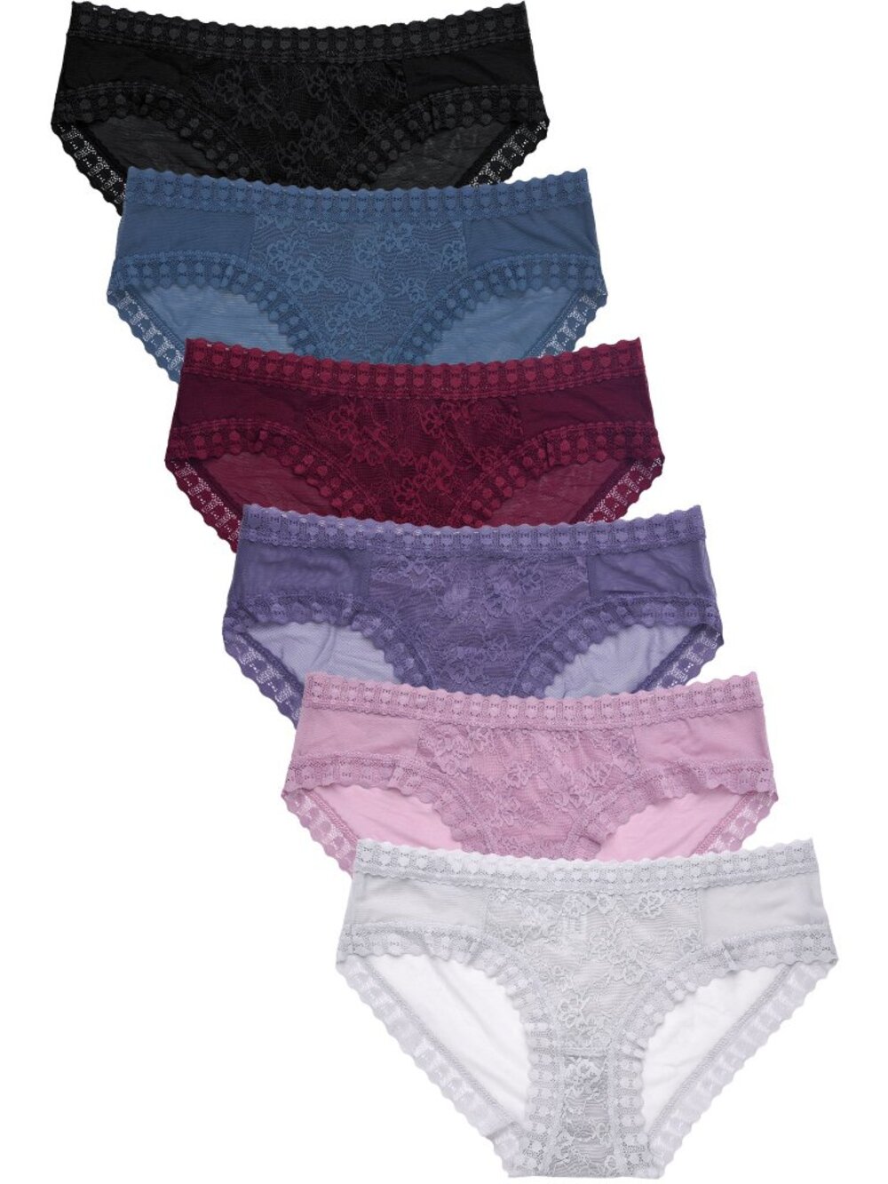 $10 SALE PACK OF 6 Women's Allover Lace Solid Bikini Panty (LP9087LK)